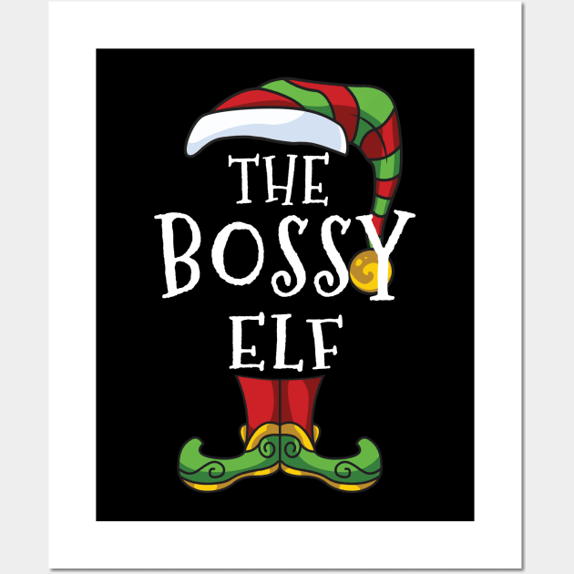 Bossy Elf Family Matching Christmas Holiday Group Gift Pajama Wall Art by BeesTeez